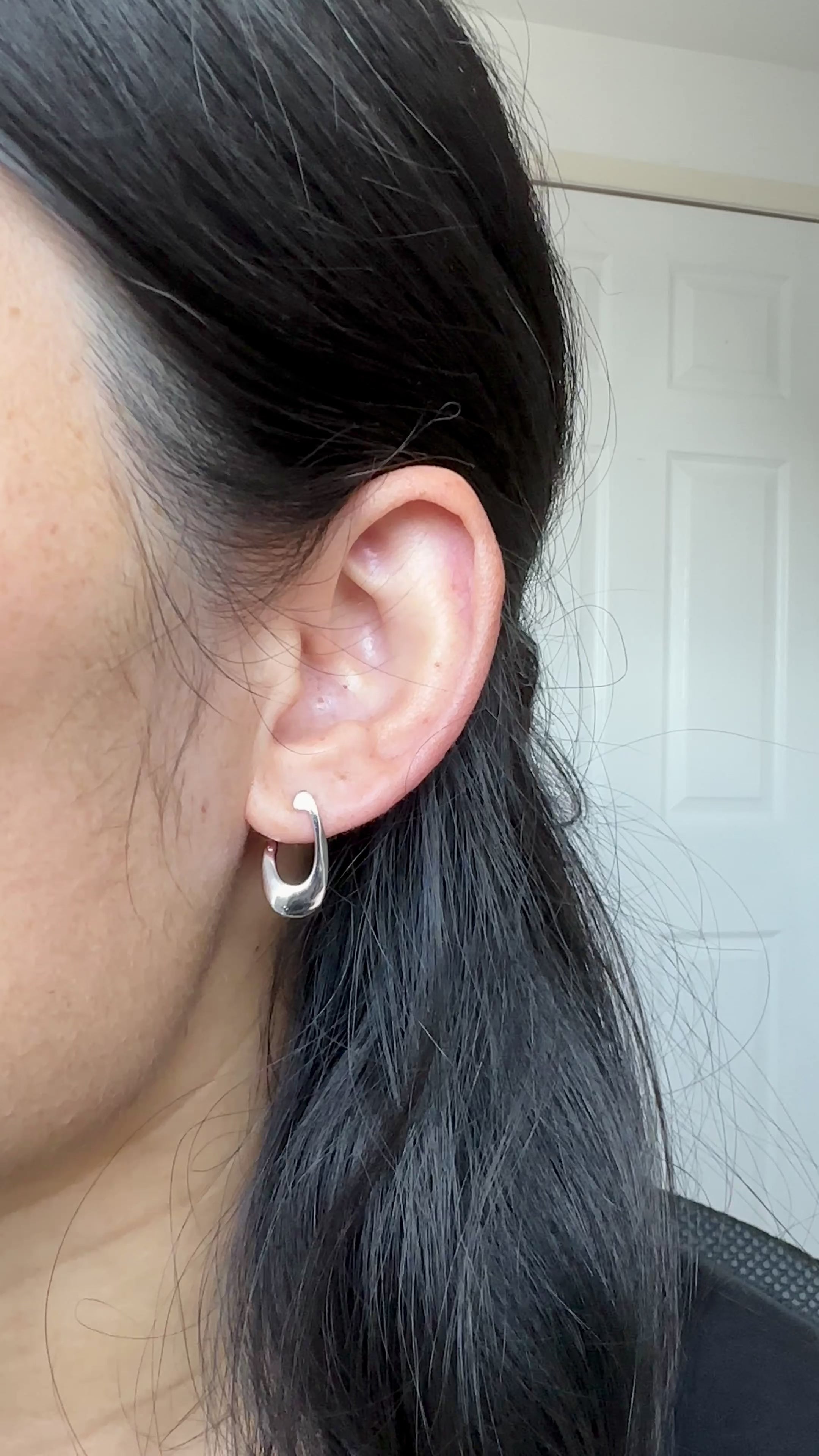 Sterling Silver Sculptural Hoop Earrings: Modern Minimalist Design