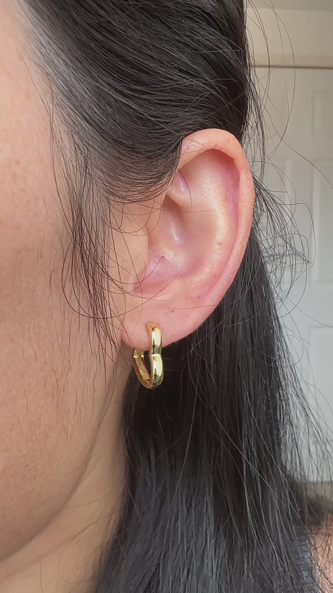 Sterling Silver Love Heart Hoop Earrings, 18k Gold Plated Heart Huggie Hoops