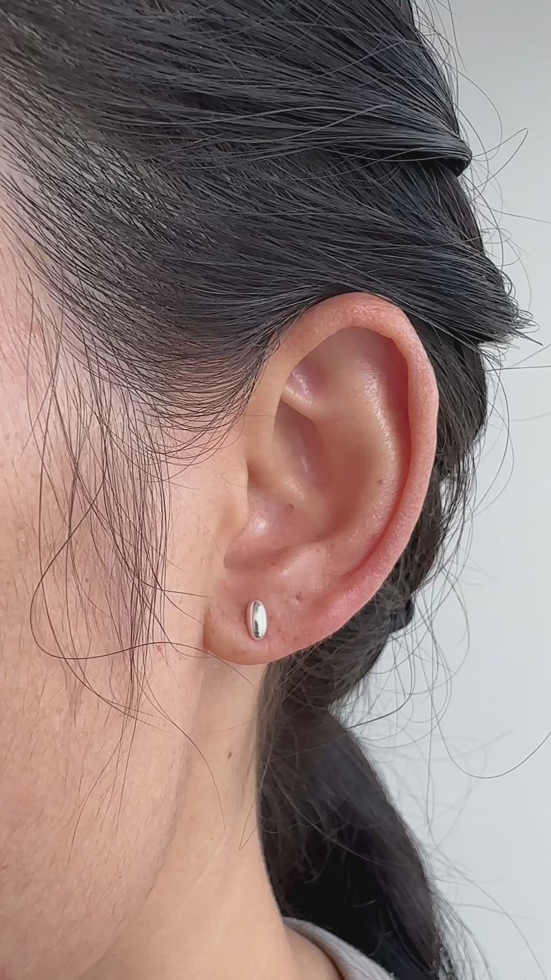 Mini Pebble Stud Earrings – 925 Sterling Silver - Small Oval Stud Earrings