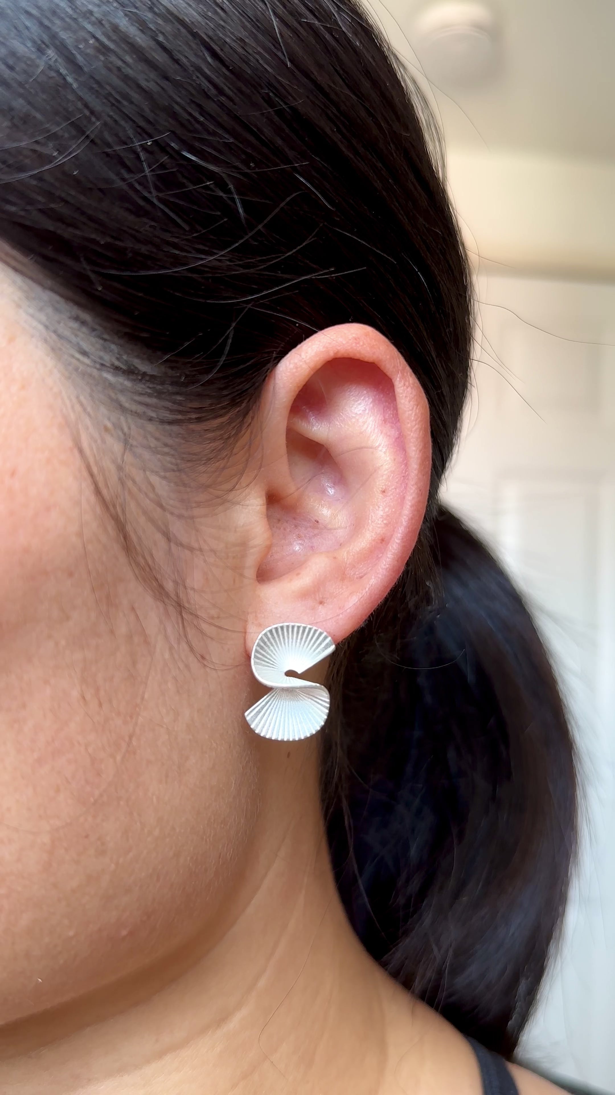 Spiral Fan Stud Earrings | 925 Sterling Silver