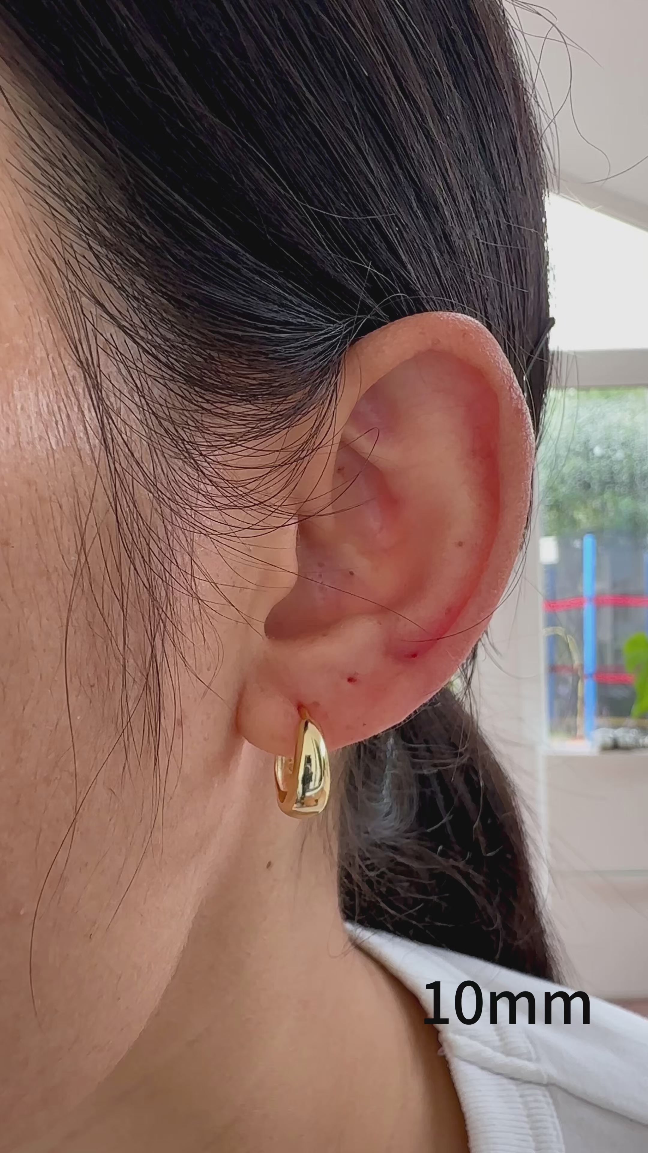 Sterling Silver Chunky Hoop Earrings: Gold & Silver Mini Huggies, 8.5mm 10mm 12mm Size