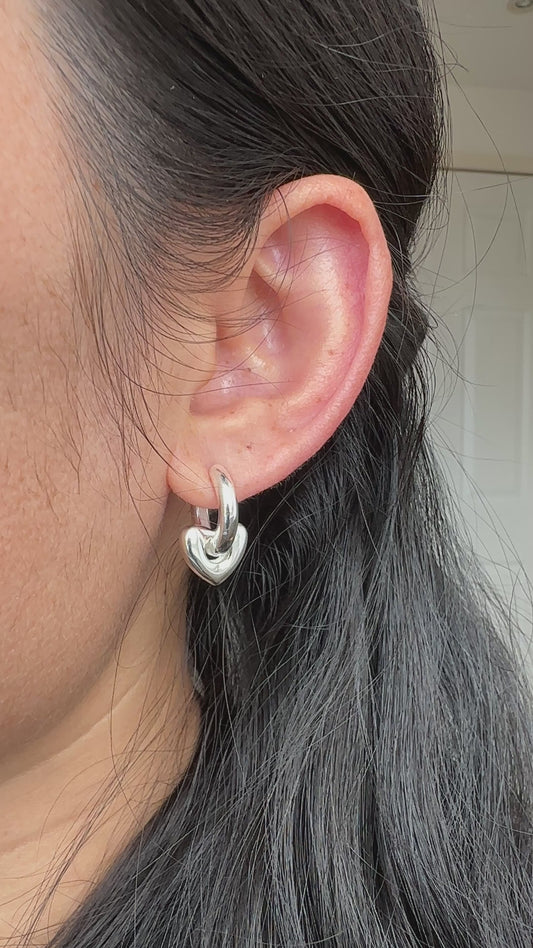 Chunky Heart Hoop Earrings